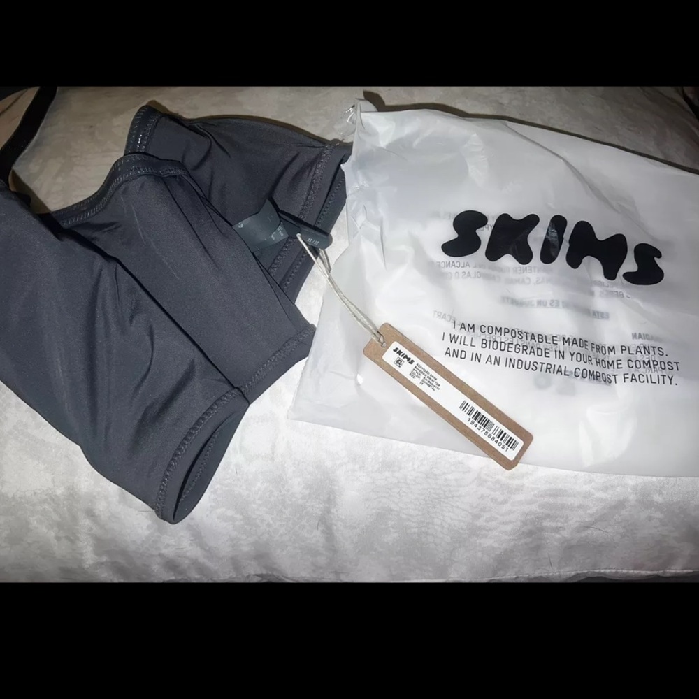 Skims Swim Gunmetal Bandeau Bikini Top, Size 3X NWT